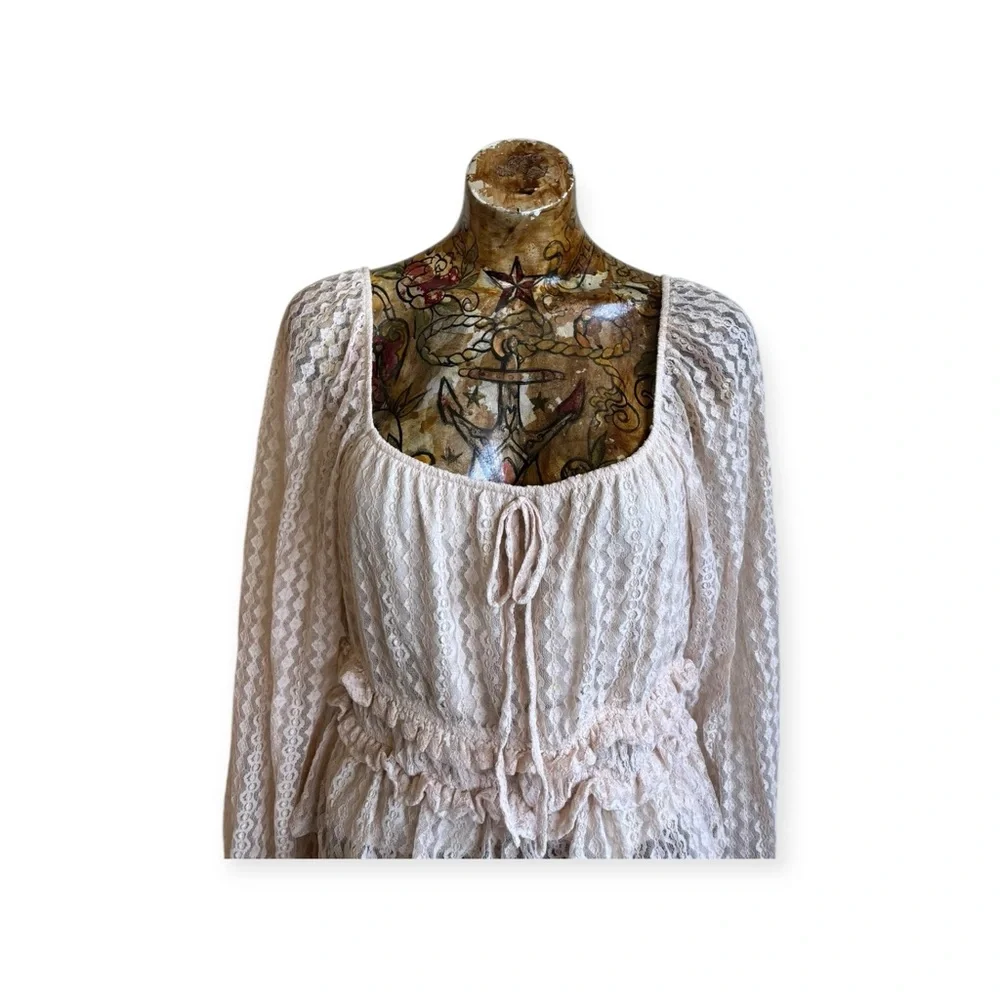 IRIS lace top blouse peplum long sleeve large - Picture 2 of 11